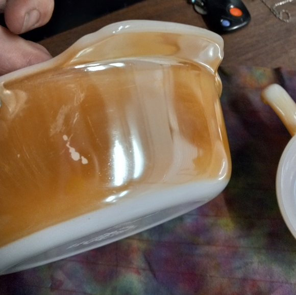 Fire King Peach Lustre Chili Bowls & 1 1/2 Qt. Dish - Picture 12 of 13